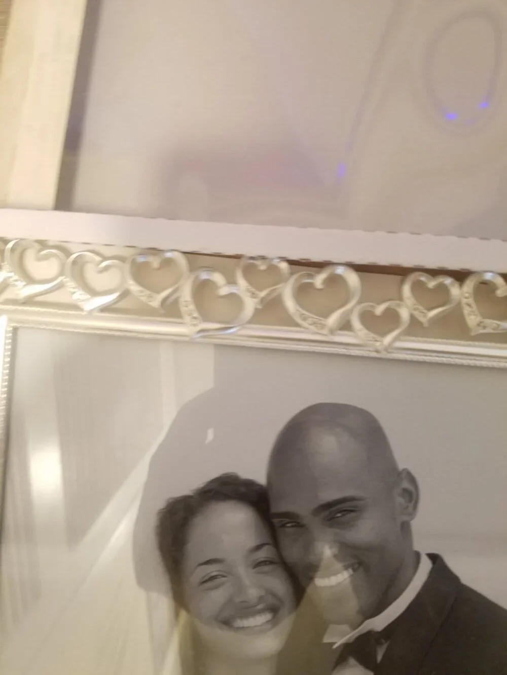 Fetco Silver Heart-Trim Photo Frame With Diamond Accents Border Heart 8x10